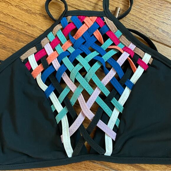 EUC MED Red Carter $200 Dream Weaver Black 2pc Bikini Top & Bottom - Picture 7 of 16